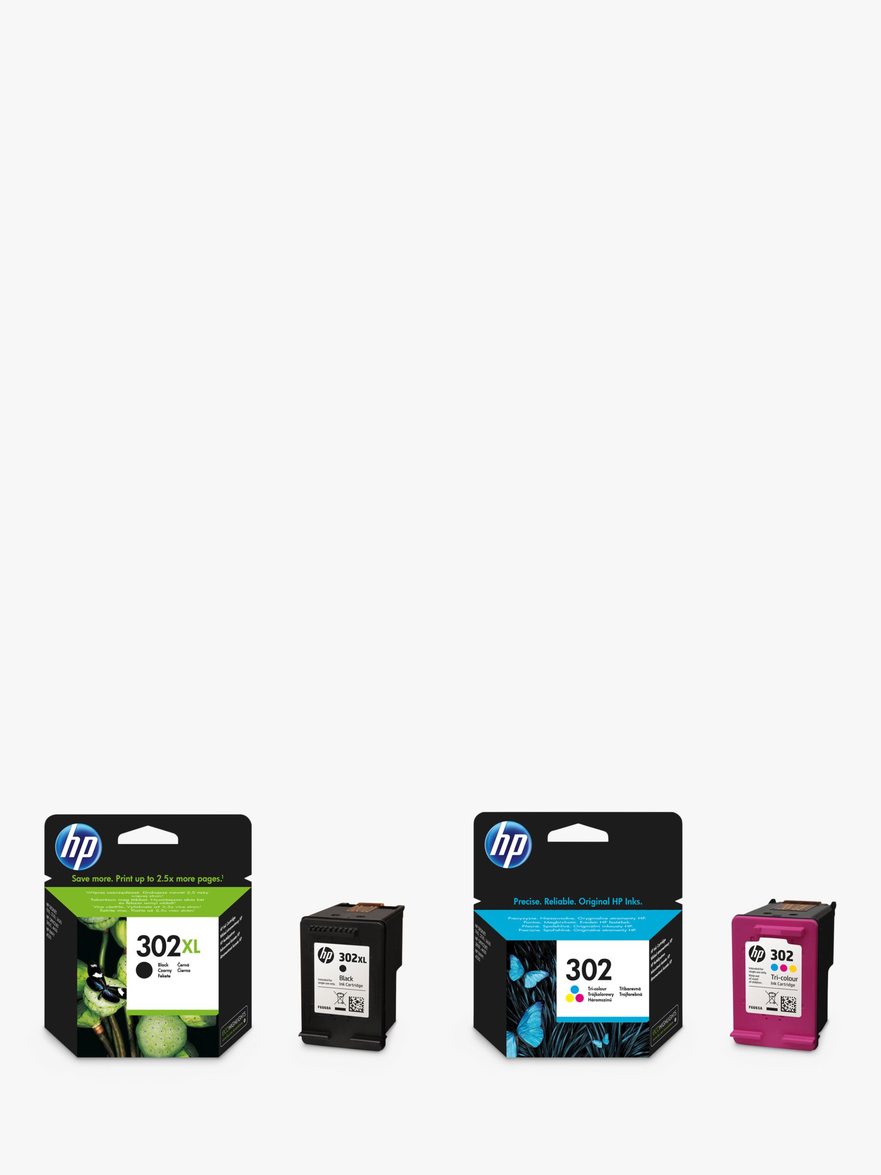 overdrijving shampoo Hoopvol HP 302 XL Black & Tri-Colour Original Ink Cartridges, Pack of 2, Instant Ink  Compatible