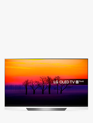 LG OLED55E8PLA OLED HDR 4K Ultra HD Smart TV, 55" with Freeview Play/Freesat HD, Picture-On-Glass Design & Dolby Atmos, Ultra HD Certified, Black
