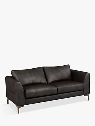 John Lewis Belgrave Medium 2 Seater Leather Sofa, Dark Leg