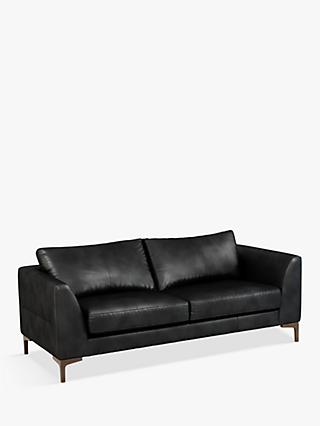 Belgrave Range, John Lewis Belgrave Large 3 Seater Leather Sofa, Dark Leg, Contempo Black