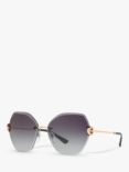 BVLGARI BV6105B Women's Hexagonal Sunglasses, Gold/Grey Gradient