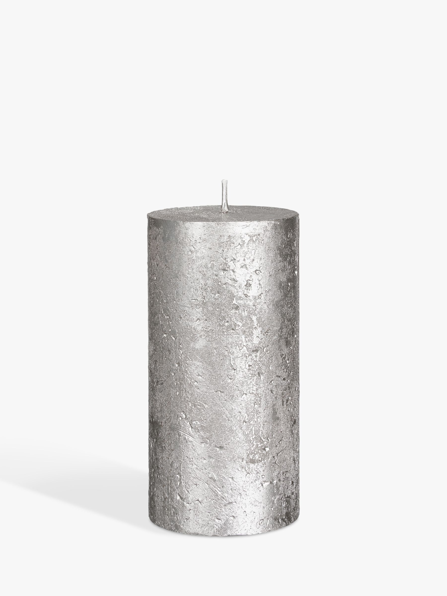 John Lewis Rustic Pillar Candle, 15cm, Silver
