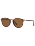 Persol PO3210S Men's Polarised Oval Sunglasses, Tortoise/Brown