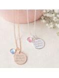 Merci Maman Personalised Disc and Birthstone Pendant Necklace