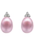 A B Davis 9ct Gold Freshwater Pearl Diamond Trefoil Stud Earrings, Pink