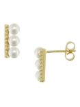 London Road 9ct Gold Pearl Bar Stud Earrings, Gold