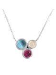London Road 9ct Gold 3 Stone Round Pendant Necklace