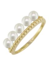 London Road 9ct Gold Pearl Bar Cocktail Ring, Gold, N
