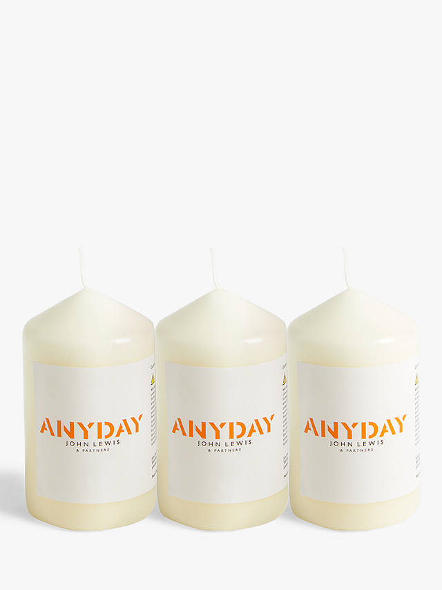 John Lewis ANYDAY Small Pillar Candle, Ivory, Set of 3
