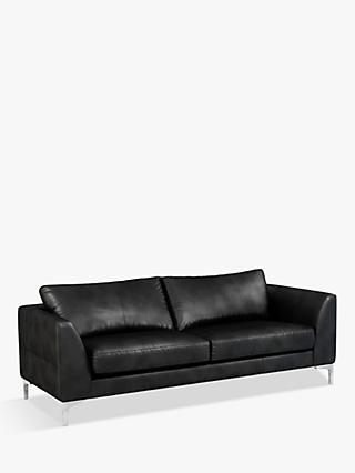 Belgrave Range, John Lewis Belgrave Grand 4 Seater Leather Sofa, Metal Leg, Contempo Black