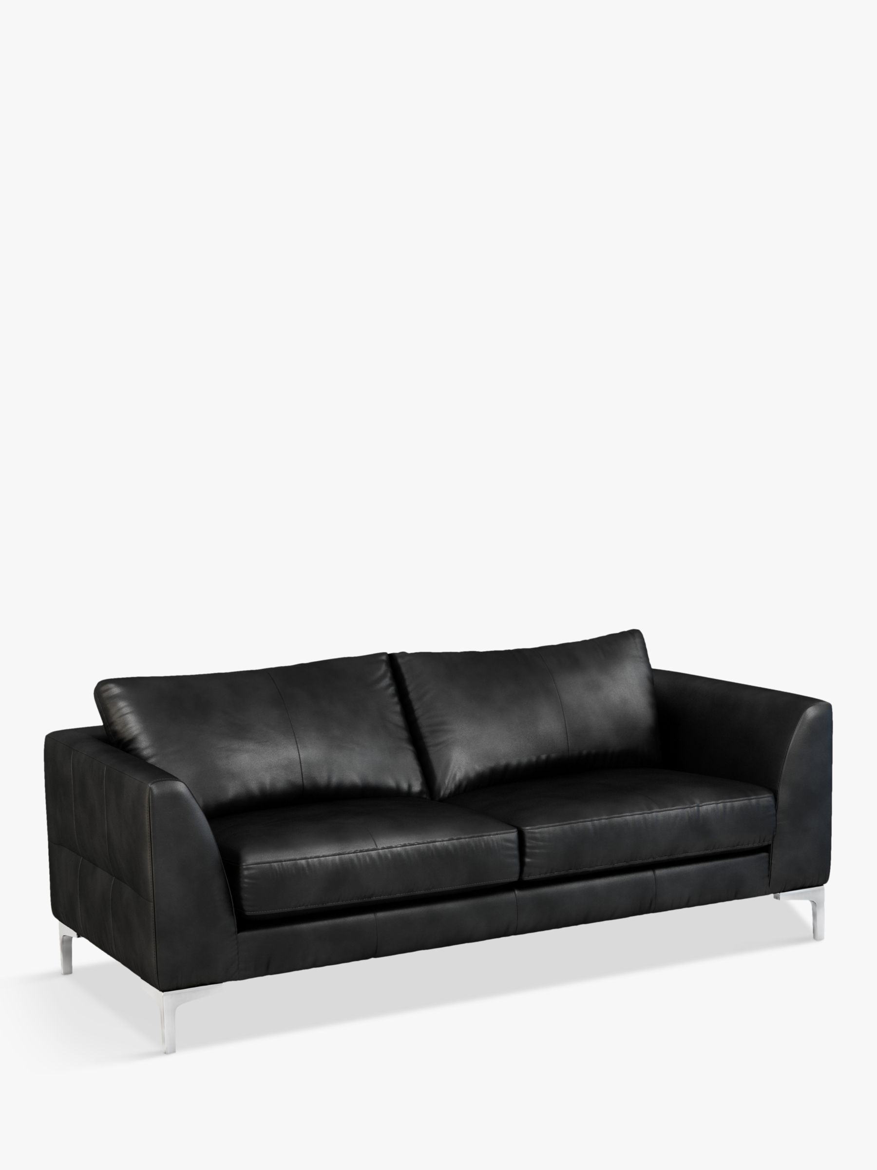 John Lewis Belgrave Large 3 Seater Leather Sofa, Metal Leg