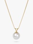 A B Davis 9ct Gold Freshwater Pearl Pendant Necklace, White