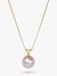 A B Davis 9ct Gold Freshwater Pearl Pendant Necklace, Pink