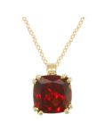 E.W Adams 9ct Gold Cushion Pendant Necklace, Garnet