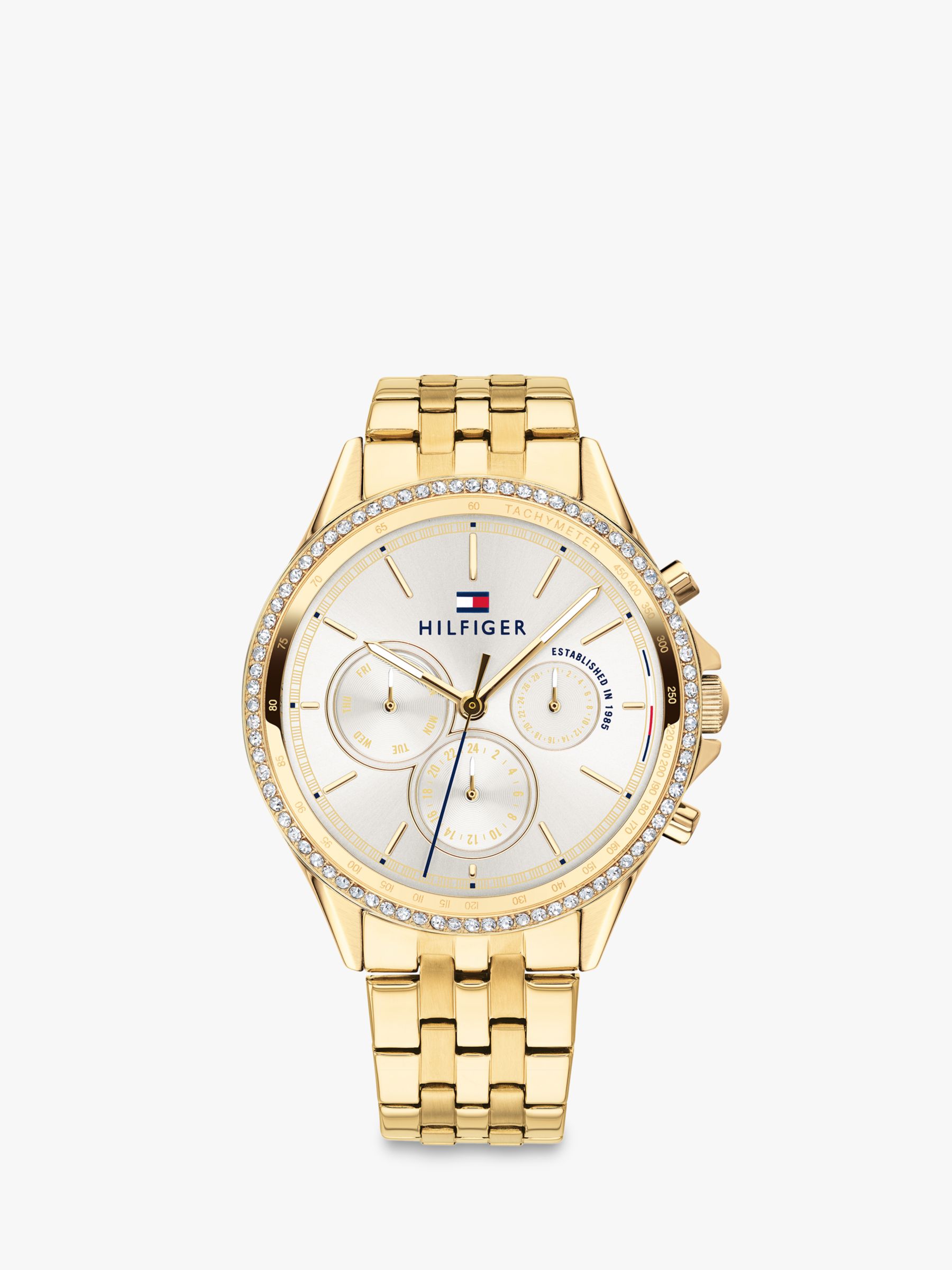 Hilfiger Women's Chronograph Watch, Gold/White 1781977 at John Lewis & Partners