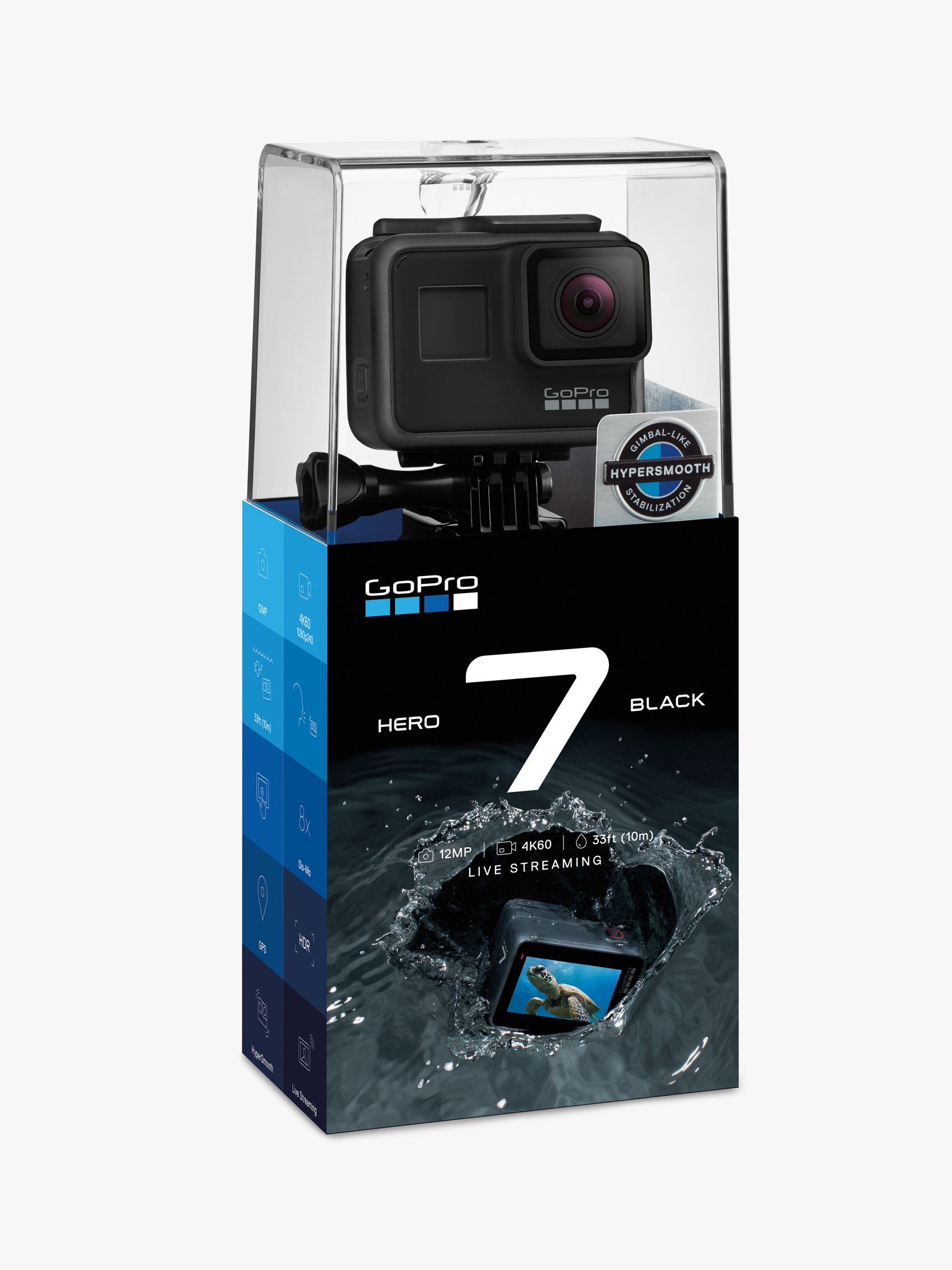 GoPro HERO7 Black Camcorder, 4K Ultra HD, 60 FPS, 12MP, Wi-Fi