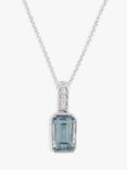 E.W Adams 9ct White Gold Aquamarine and Diamond Pendant Necklace