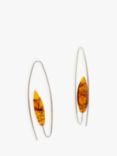 Be-Jewelled Amber Oval Hook Drop Earrings, Silver/Cognac