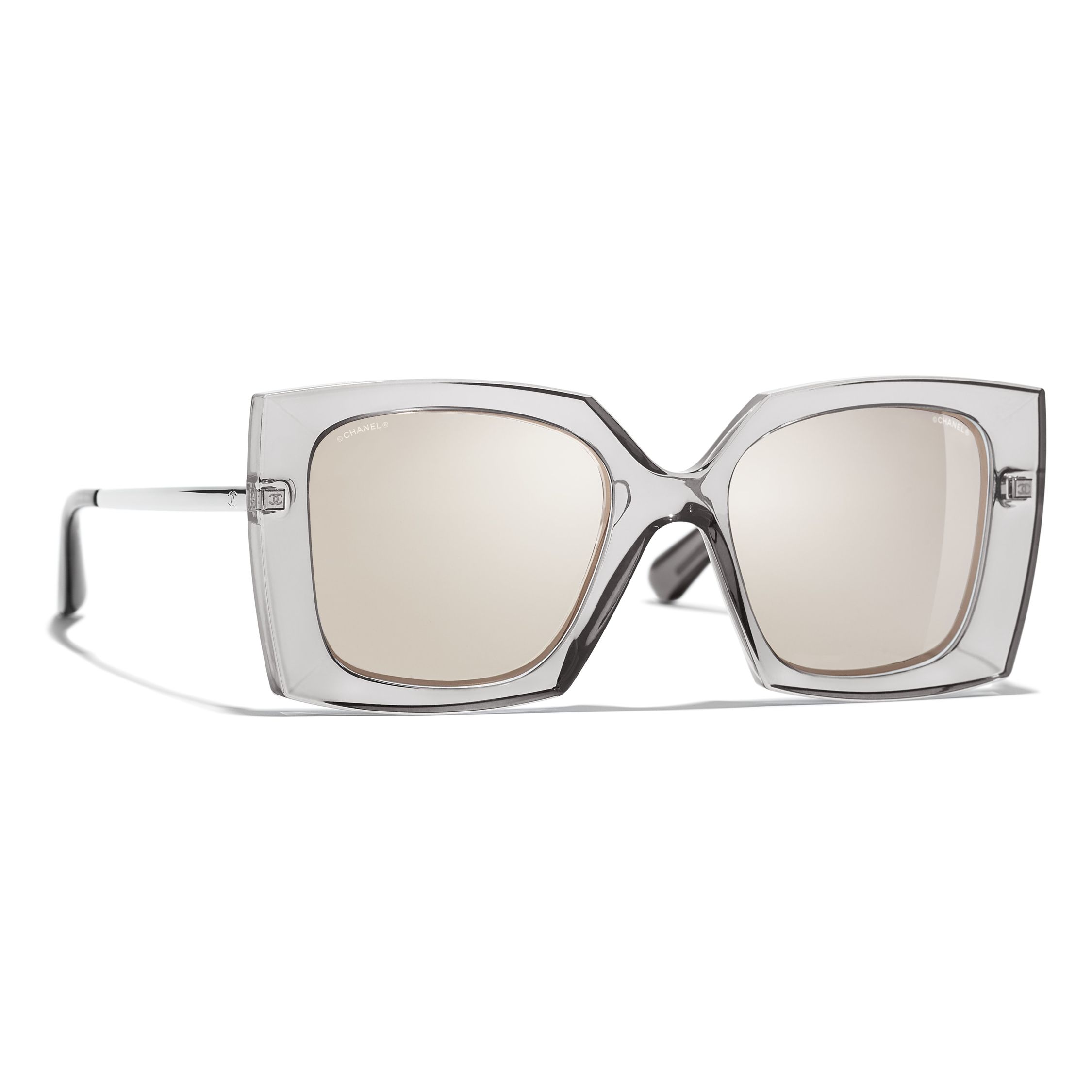 CHANEL Square Sunglasses CH6051 Grey/Mirror Clear at John Lewis & Partners