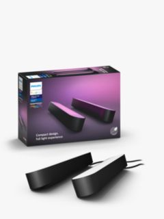 Philips Hue White and Colour Ambiance Play Wireless Lighting Adjustable Colour Changing Light Bar, Pack of 2, Black