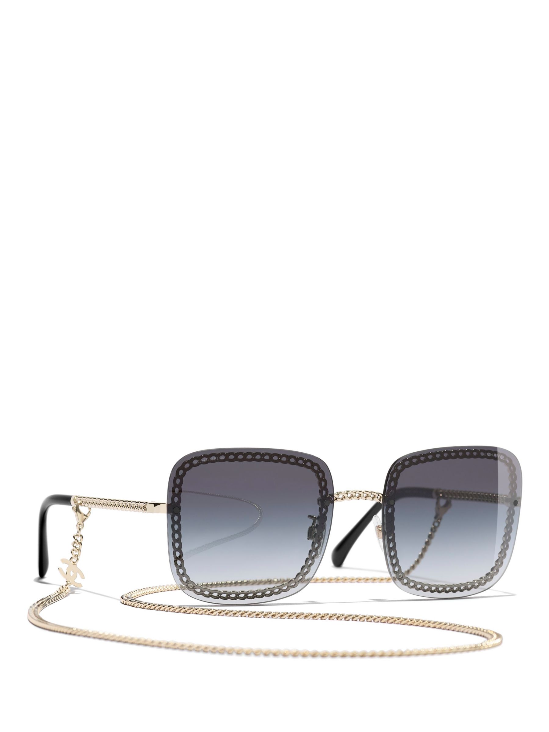 CHANEL Square Sunglasses CH4244 Gold/Grey at John Lewis & Partners