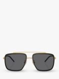 Dolce & Gabbana DG2220 Men's Polarised Square Sunglasses, Gold/Black