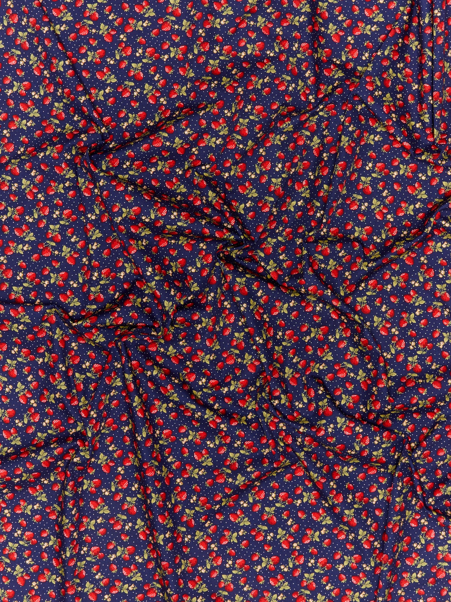 Oddies Textiles Strawberry Print Fabric, Navy