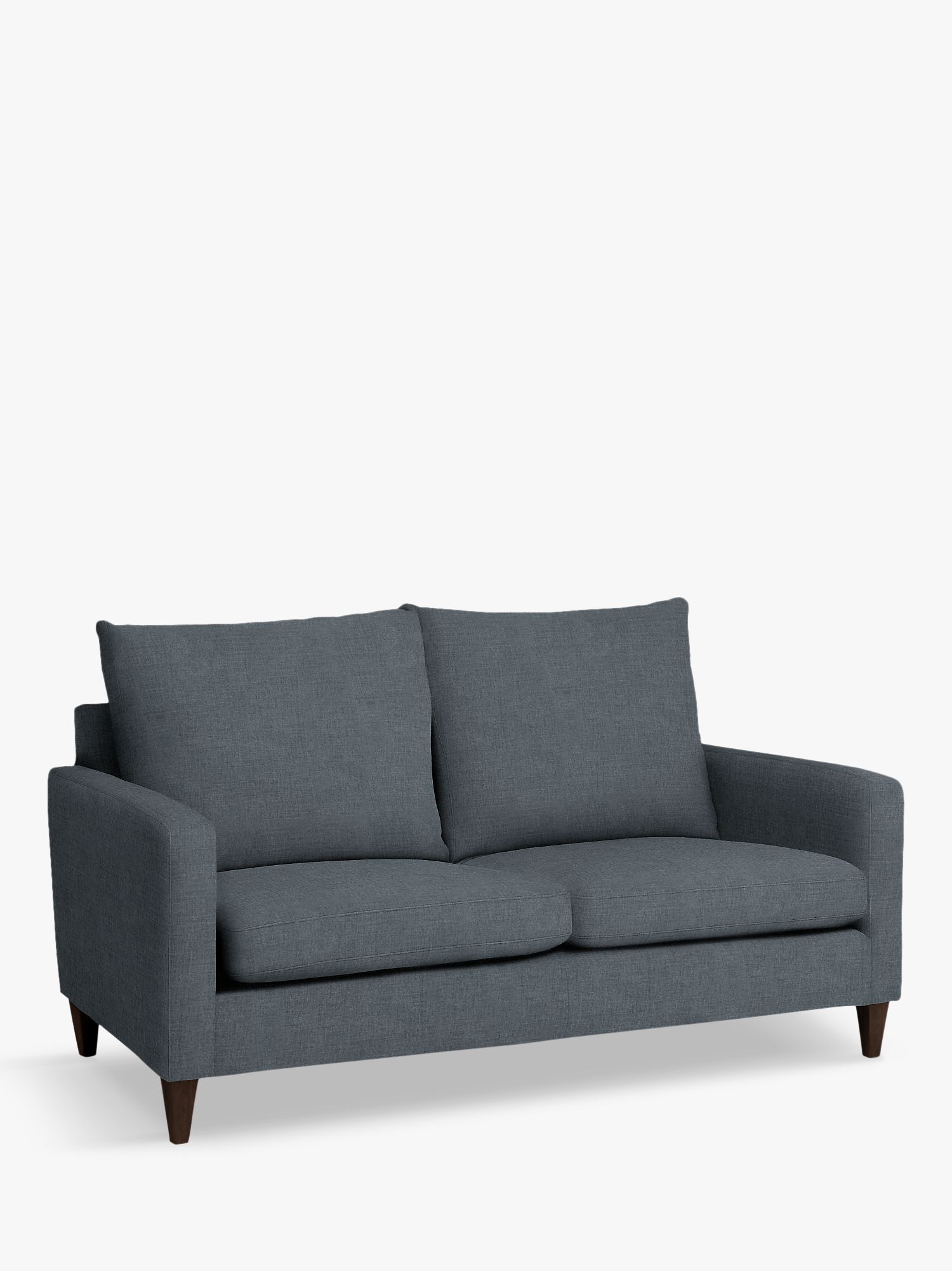 John Lewis Bailey High Back Medium 2 Seater Sofa, Dark Leg, Soft Weave Steel