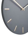 John Lewis Arne Brass Dial Analogue Wall Clock, 45cm, Grey