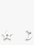 Melissa Odabash Crystal Star and Moon Stud Earrings, Silver