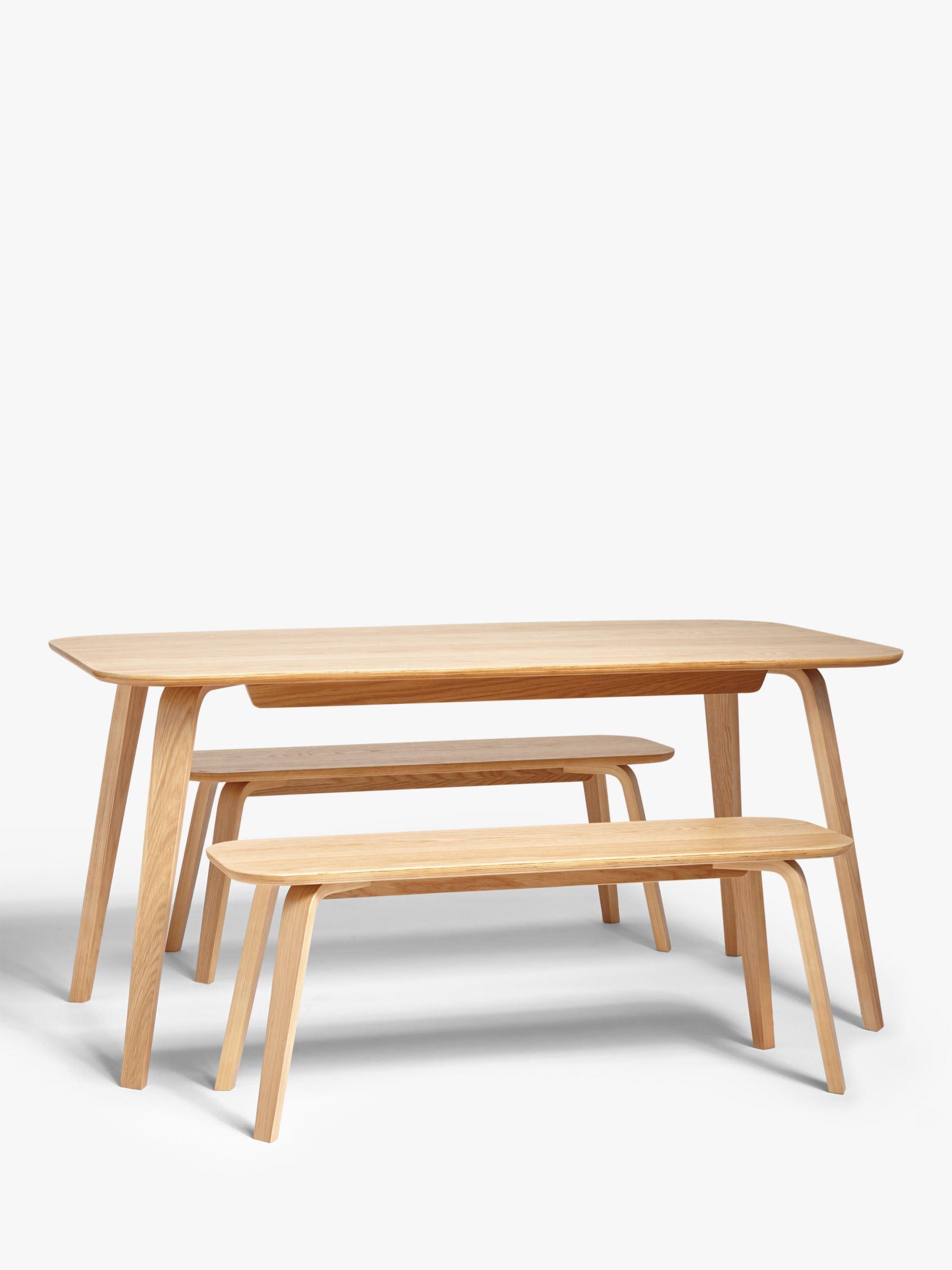 John Lewis ANYDAY Anton 6 Seater Dining Table and 3 Seater Benches, Oak