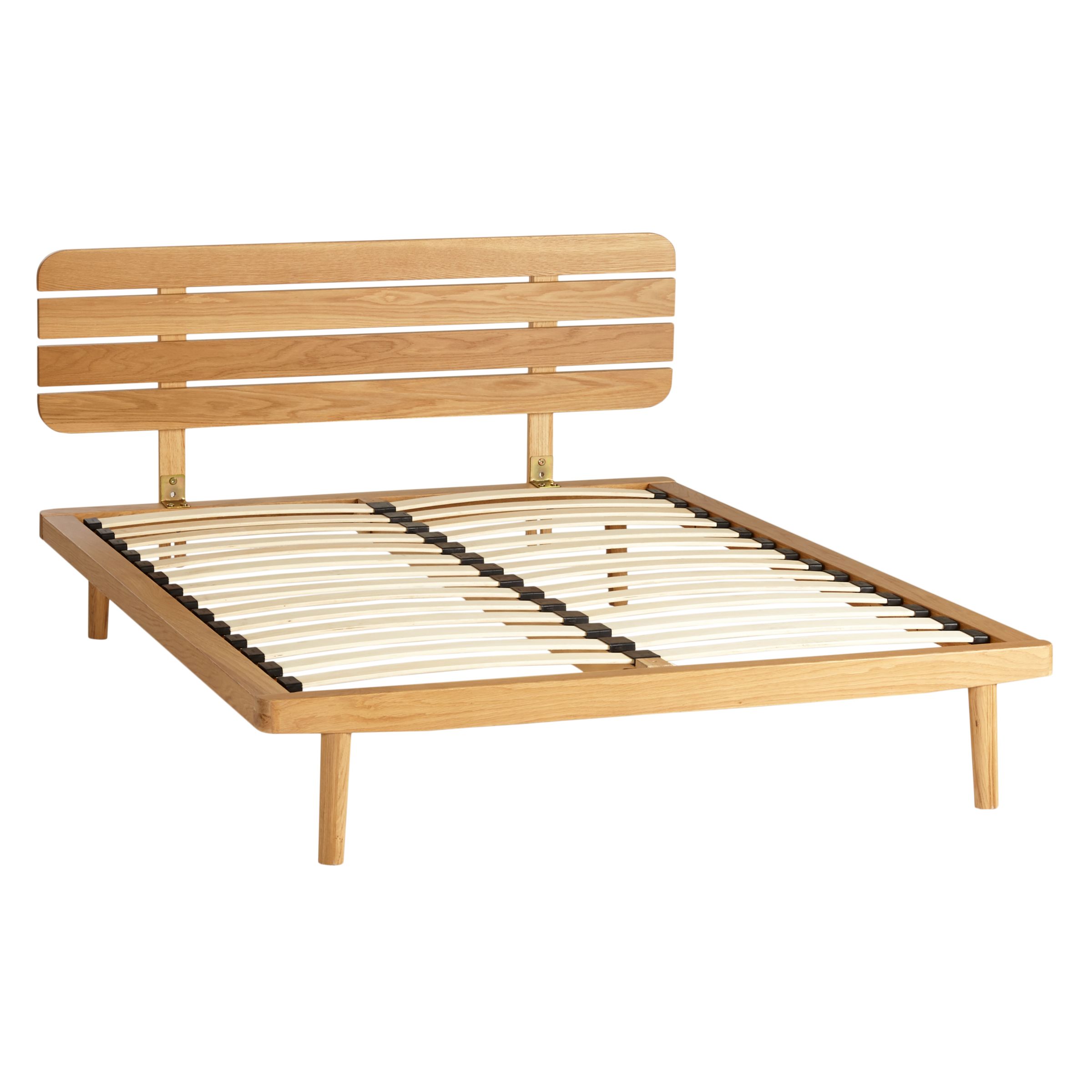 John Lewis Bow Slatted Headboard Bed Frame, Double, with Underbed Storage, Oak
