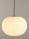 John Lewis Pleated Glass Globe Ceiling Light, White/Chrome