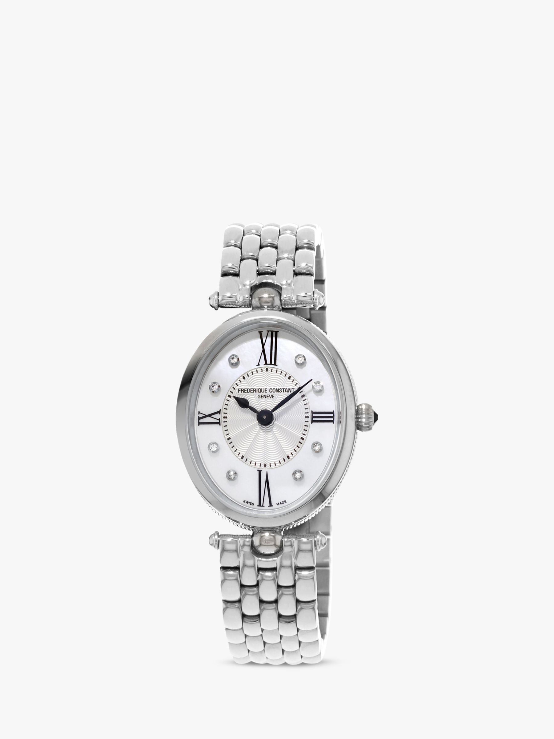 Frederique Constant FC-200RMPW2V6B Women's Diamond Bracelet Strap Watch,  Silver/White