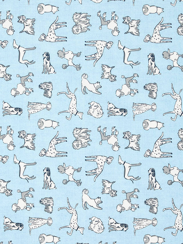John Lewis Sketchy Dog Print Fabric, Blue