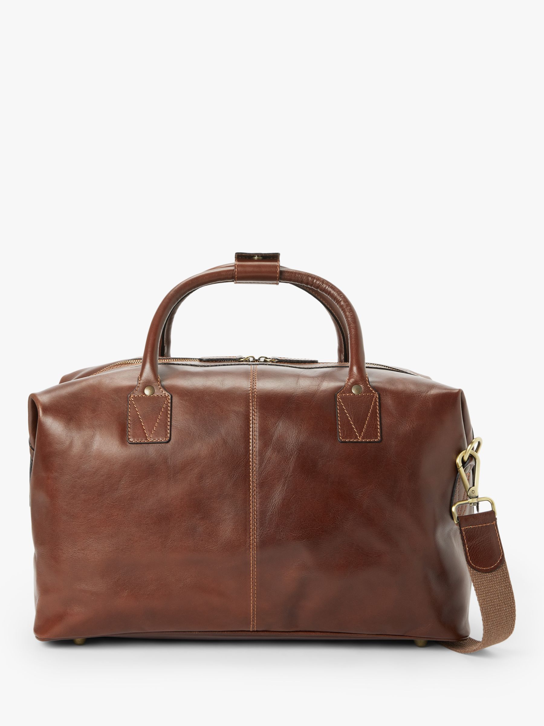 John Lewis Made in Italy Leather Holdall, Tan at John Lewis u0026 Partners