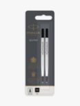 PARKER Quink Medium Rollerball Black Ink Refills, Pack of 2