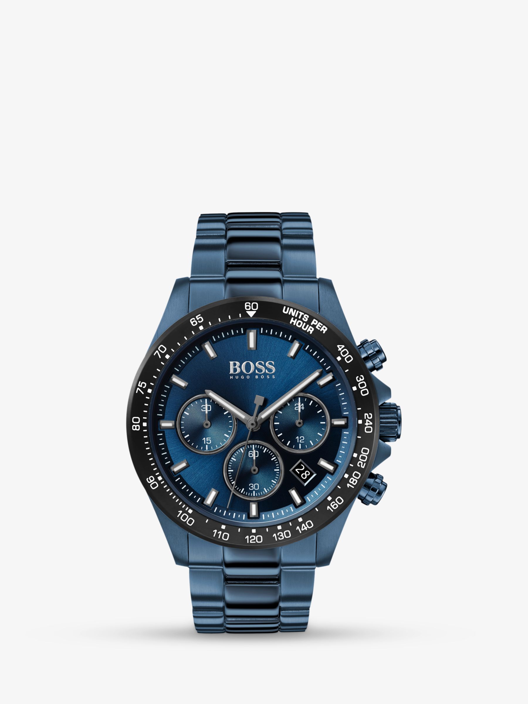 BOSS Hero Sport Date Bracelet Strap Watch, Blue 1513758 at & Partners