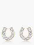 IBB 9ct Gold Cubic Zirconia Horseshoe Stud Earrings, Gold