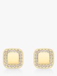 IBB 9ct Gold Cubic Zirconia Square Stud Earrings, Gold