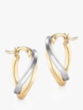 IBB 9ct Yellow and White Gold Wave Hoop Earrings