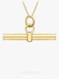 IBB 9ct Gold Round T Bar Pendant Necklace, Gold