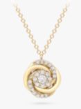 IBB 9ct Gold Cubic Zirconia Rose Pendant Necklace, Gold