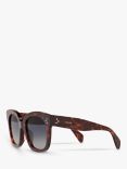 Céline CL4002UN Women's Polarised Rectangular Sunglasses, Tortoise/Blue Gradient