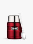 Thermos King Food Flask, Stainless Steel, 470ml, Red/Silver