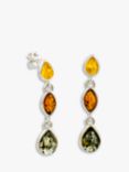 Be-Jewelled Sterling Silver Triple Drop Earrings, Silver/Multi