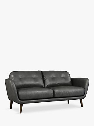 Arlo Range, John Lewis Arlo Medium 2 Seater Leather Sofa, Dark Leg, Winchester Anthracite
