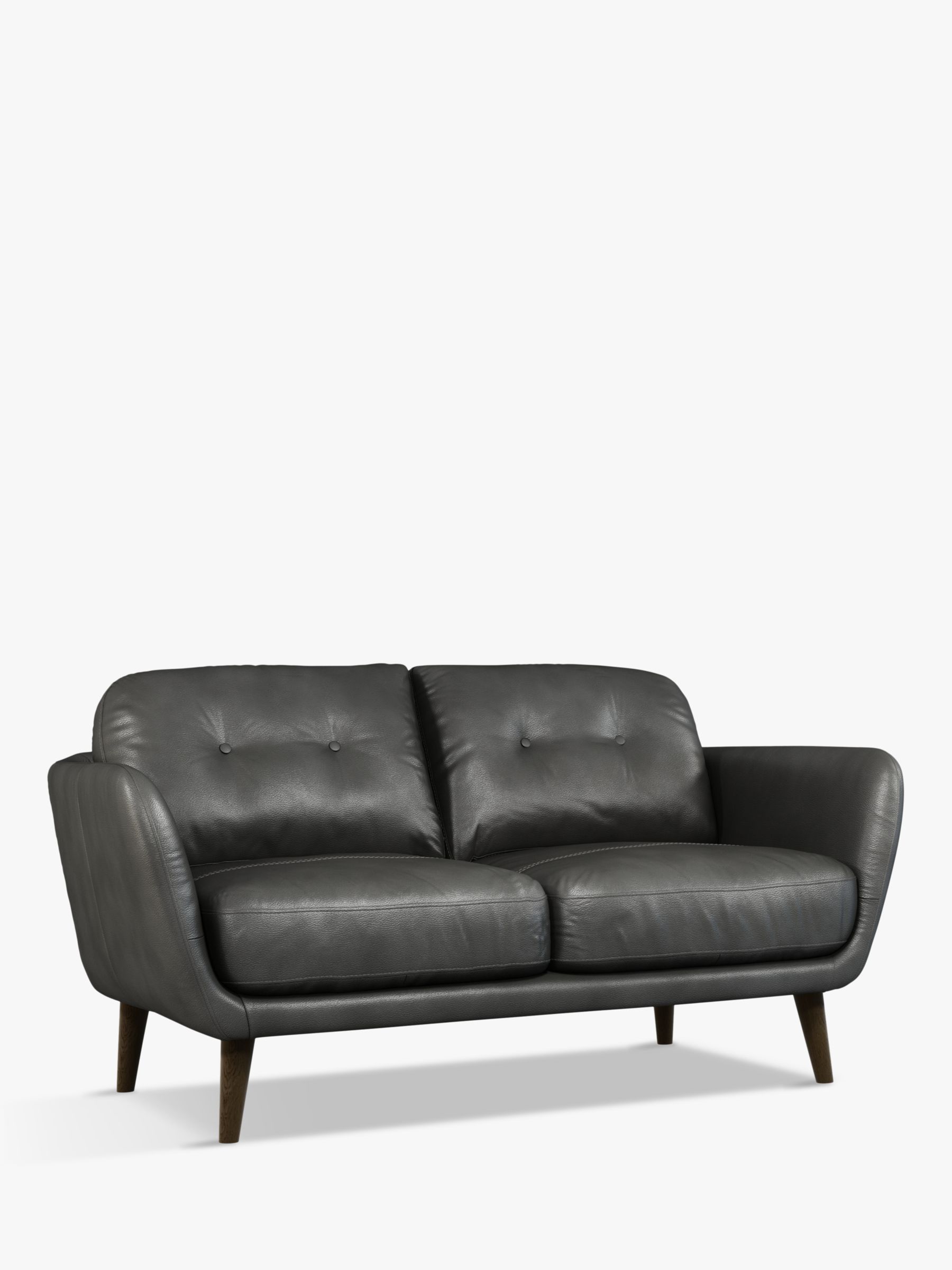 John Lewis Arlo Small 2 Seater Leather Sofa, Dark Leg, Winchester Anthracite