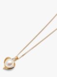 A B Davis 9ct Gold Freshwater Pearl and Topaz Heart Pendant Necklace, Gold