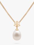A B Davis 9ct Yellow Gold Freshwater Pearl Pendant Necklace, White